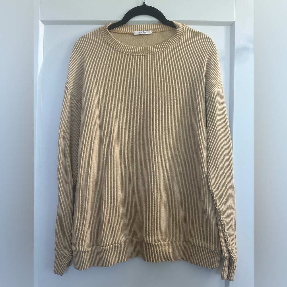 Tres Bien Tan Ribbed Sweater